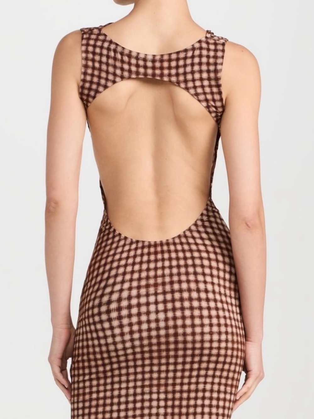 Miaou - Selena Sleeveless Brown Plaid Maxi Dress - xs - Picture 8 of 9